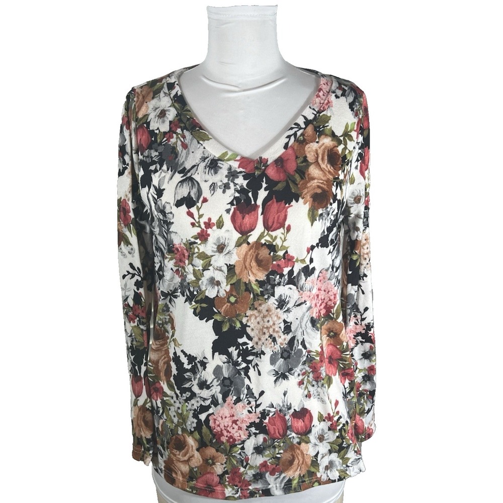 Gorgeous Floral Print Long Sleeve Blouse Lightweight Sweater Womens oversized sm